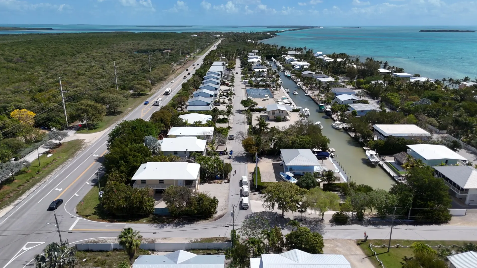 Aerial view of a South Florida waterfront neighborhood we service